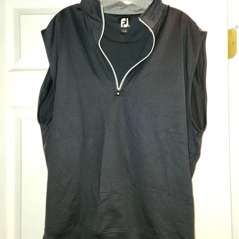 FootJoy FJ Golf Vest Mens Large Sleeveless Black 1/4 Zip Pullover Outerwear